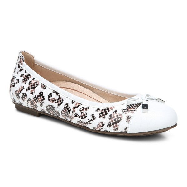Vionic Flats Ireland - Minna Ballet Flat White Leopard - Womens Shoes Online | WNIGX-8457